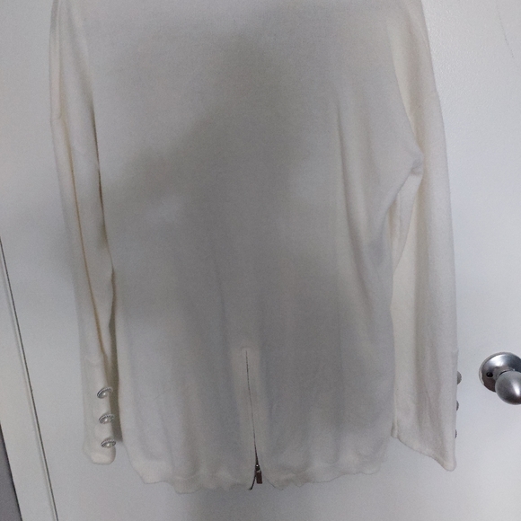 Super soft white mock neck sweater and Black pants as an outfit - Picture 2 of 4